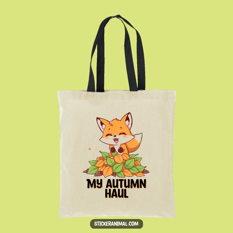 Funny Excited Fox Leaves Tote Bag - Carry Autumn Merriment, Perfect Funny Gift!